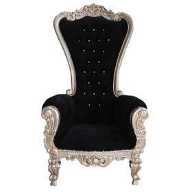 Black Velvet baroque high back king throne chairs Indonesia furniture Living Room Chairs