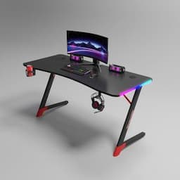 In stock RGB carbon fiber desktop control RGB Z shaped steel leg cable box cup holder USB plug Gaming Desk