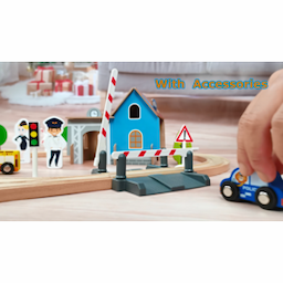 Toy Wooden Train Track Kids Car Assembly Wood Toys Race Track Educational Toy 65PCS Wooden Play Set