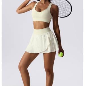 Tennis Apparel Custom Logo Women Breathable Quick Dry High Impact Sports Bra High Waist Skirt Tennis Wear