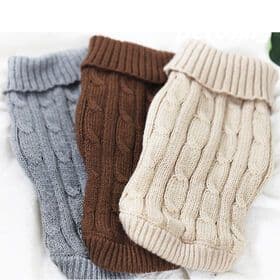 Wholesale Designer Knitting Luxury Spring Blank Wool Blend Cable Knit Pet Dog Sweater Pullover For Winter Warm Clothes Clothing