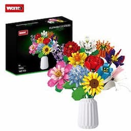 Woma Toys 11053 Kids New Year Toy Educational 12 in 1 Artifical Flower Wholesale Moc Building Block Set Model Toy Brick Block Bouquet Flower Block Brick Toy