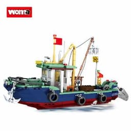 Woma Toy C0356 Own Brand Wholesale Customize 2023 Village Sea Ship Fishing Boat Ocean Fish Building Blocks Brick Set Juguetes Kids Adult Toy 10%off