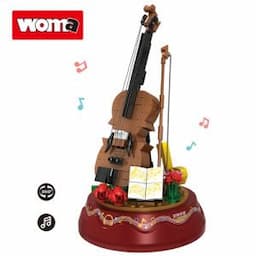 Woma Toys Girl Christmas Gifts Spin Play Music Box Violin Model Plastic Building Blocks Educational Bricks Toys