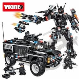 Woma Toys OEM 2 in 1 Robot Building Block Bricks Educational Construction Toy Swat City Car Model Figure Set Juguetes Puzzle Game Toy