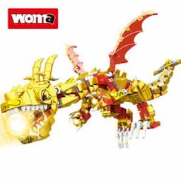 Woma Toys Compatible Major Brands Popular Battle Golden Dragon Model Juguetes Dinosaurio Building Blocks Bricks Kit Intellectual Educational Toys