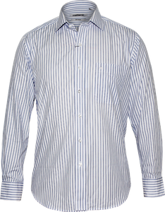 Men's Blue and White Striped Dress Shirt