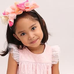 Girls' Rosebud Pink Swiss Dot Dress & Pink Rosebud Headband Set